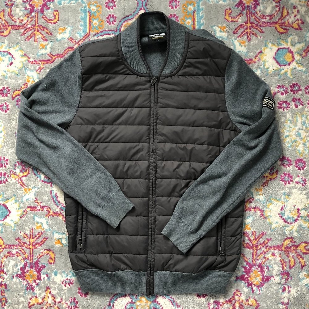 Men's M Gray Barbour Half-Quilted Bomber Jacket